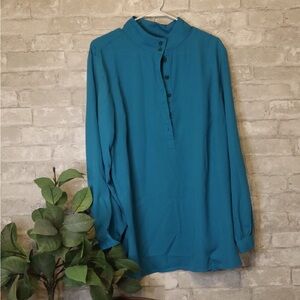 Teal Button-Up Women's Top